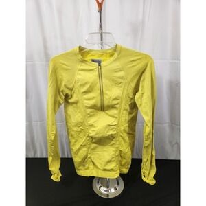 Athleta Fast Track 1/4‎ Zip Pullover Womens Sz S Yellow Long Sleeve Running Top